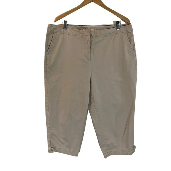 Talbots Chino Beige Khaki Plus Size 18 Cotton Spandex Blend Capri Length Casual - Picture 1 of 6